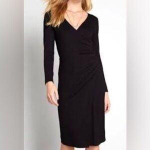 ModCloth Knit on the Town Faux-Wrap Dress Black Size M